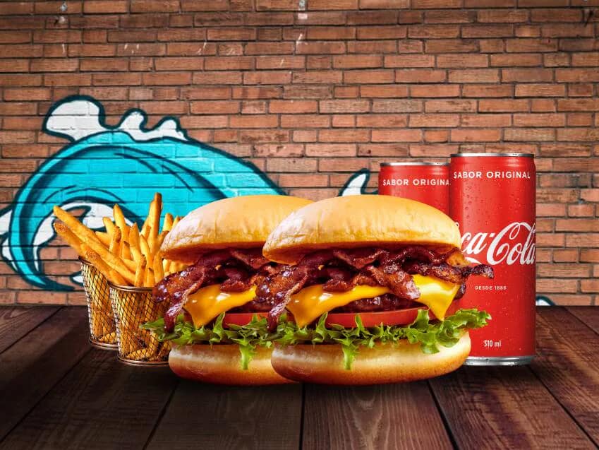 2 X Bacon em Dobro + Coca Lata + Batata Frita