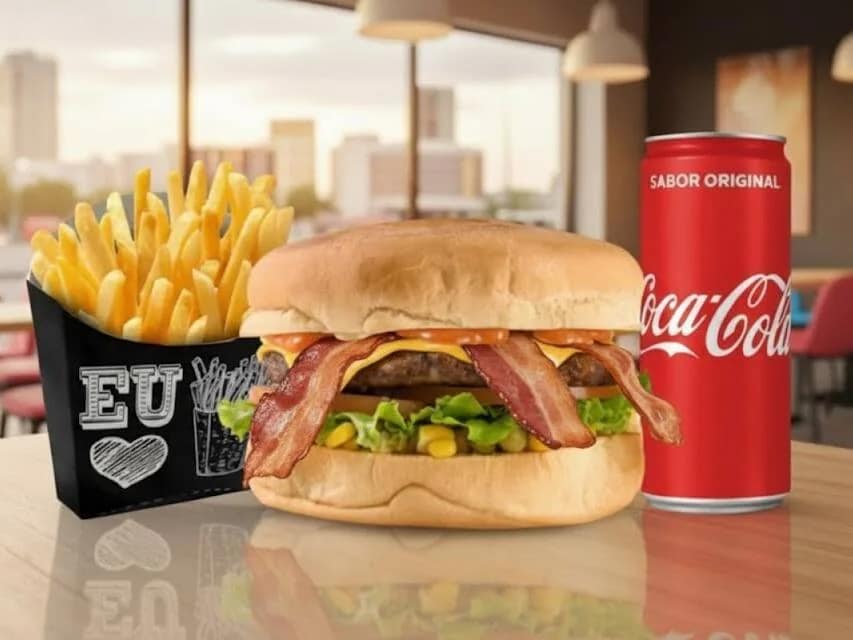 X Bacon + Coca Lata + Fritas