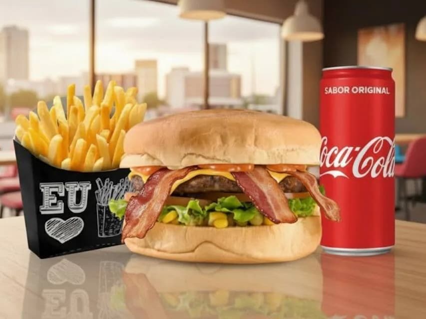 X Bacon + Coca Lata + Fritas