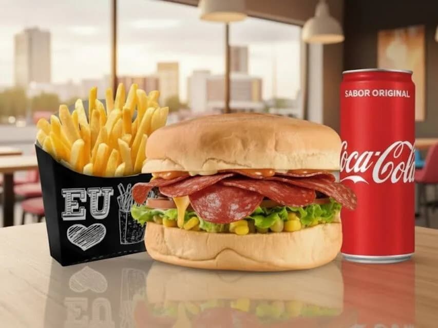 X Calabresa + Coca Lata + Fritas